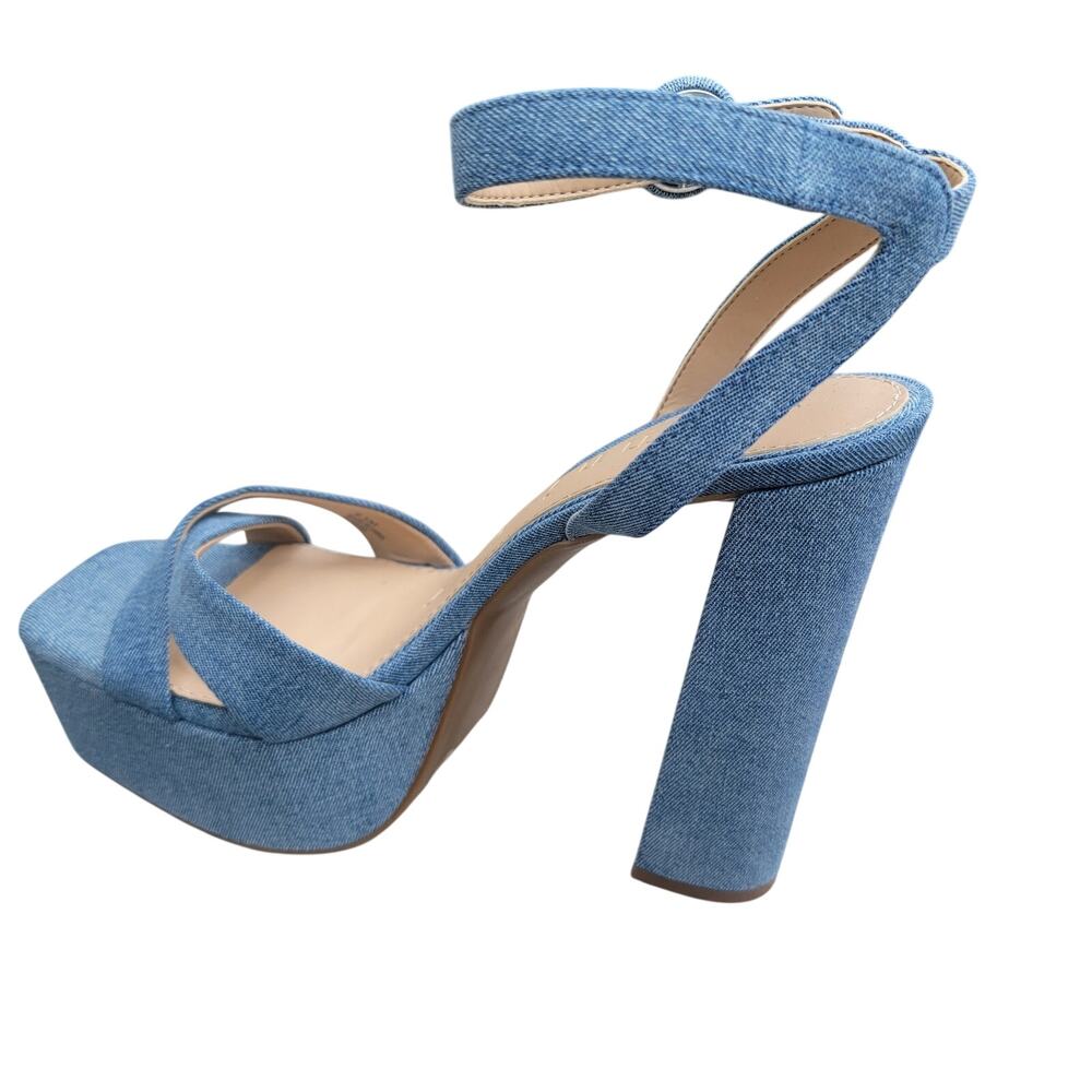 Gianni Bini Hartliye Denim Knot Ankle Strap Platform Sandals Size 9.5 - Picture 5 of 11